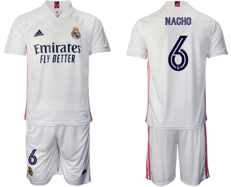 Men 2020-2021 club Real Madrid home #6 white Soccer Jerseys->real madrid jersey->Soccer Club Jersey